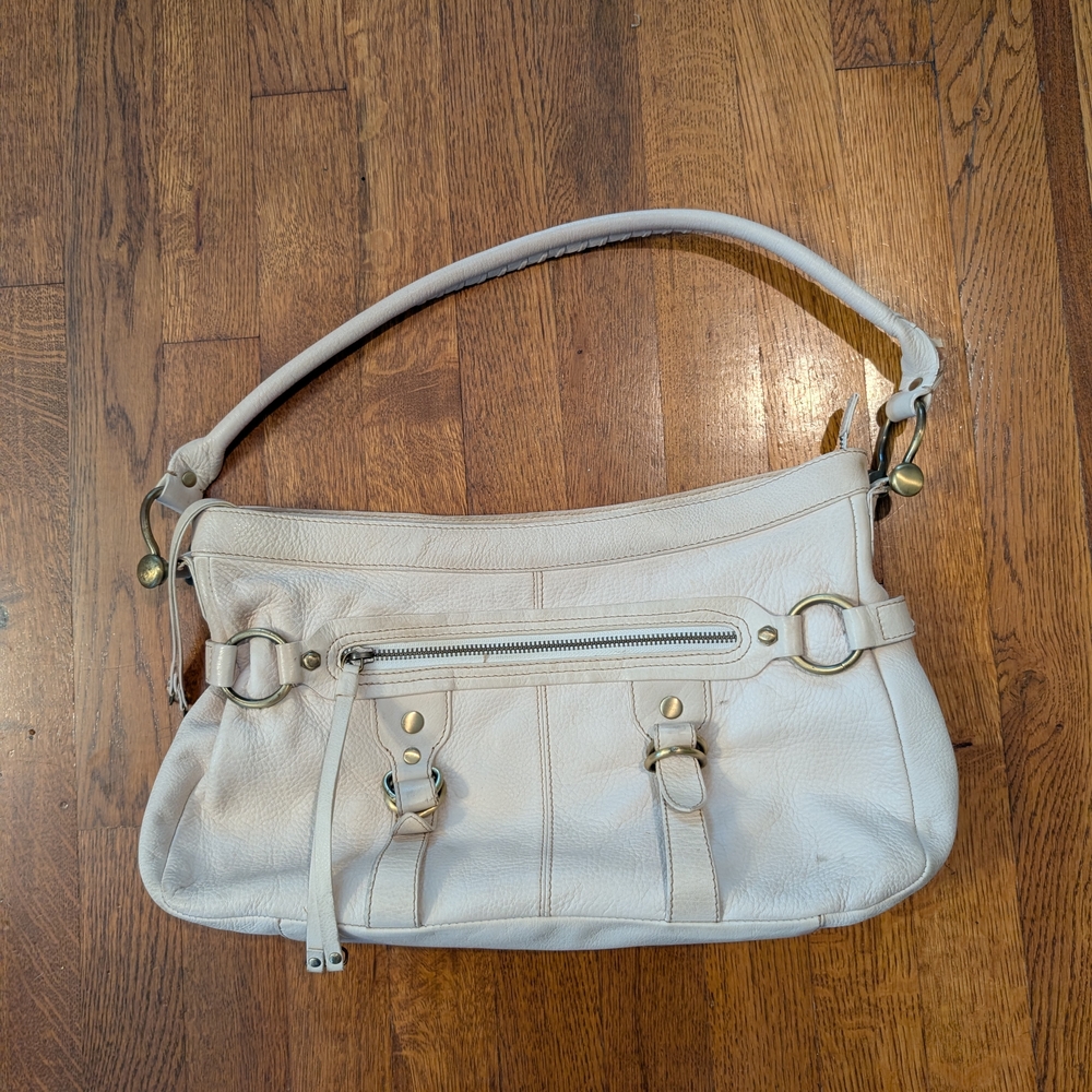 Via Spiga Cream Leather Shoulder Bag